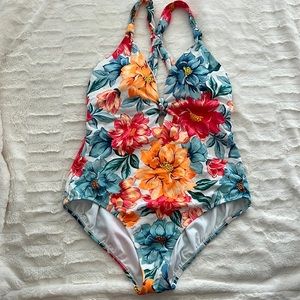 Floral swimsuit one piece bathing suit